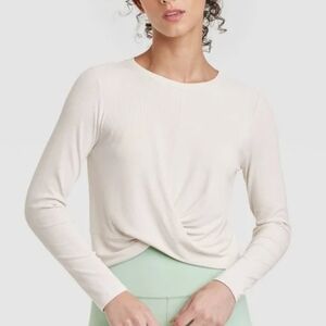 All In Motion - Women's Twist-Front Long Sleeve Top Light Beige